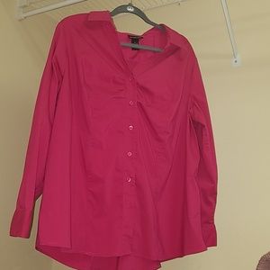 Lane Bryant Fuchsia Long Sleeve Button down shirt